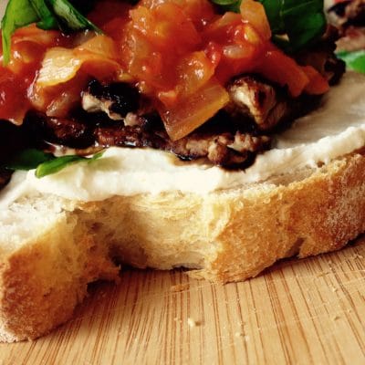 beef bruschetta goat cheese appetizer soofoodies