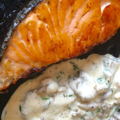 pan-roasted Salmon with oyster mushrooms main dish soofoodies