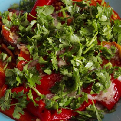 red roasted peppers with garlic appetiser salad soofoodies