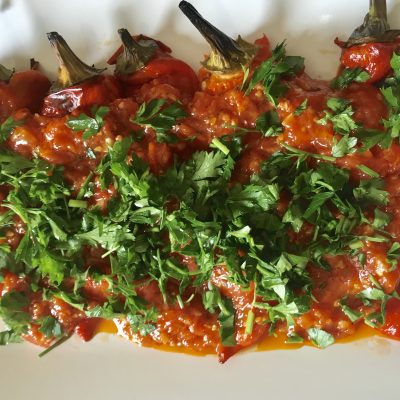 soofoodies roasted peppers in tomato sauce salad